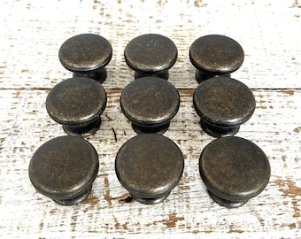 Set van 9 vintage messing ladeknoppen: kastbeslag op sokkel