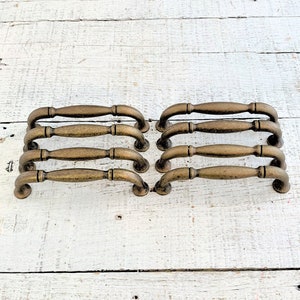 Mid Century Brass Drawer Pulls - Set of 8 Vintage Handles
