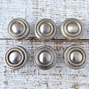 Vintage Brushed Silver Drawer Knobs: Set of 6 Decorative Cabinet Pulls