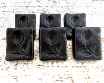 Drawer Pulls 6 Flower Drawer Knobs Black Knobs Dresser Drawer Knobs Cabinet Door Pulls Brass Knobs