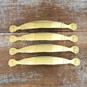 Drawer Handles 4 Large Drawer Pulls Mid Century Hardware Brass Handles Dresser Handles Cabinet Door Pulls Brass Pulls Home Improvement