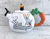 Tea Kettle Enamel Bugs Bunny Daffy Duck Looney Tunes Enamel Tea Kettle Vintage Whistling Tea Kettle