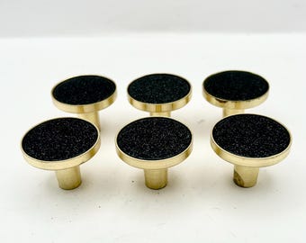 Gold and Black Glitter Drawer Knobs: Mid Century Dresser Hardware