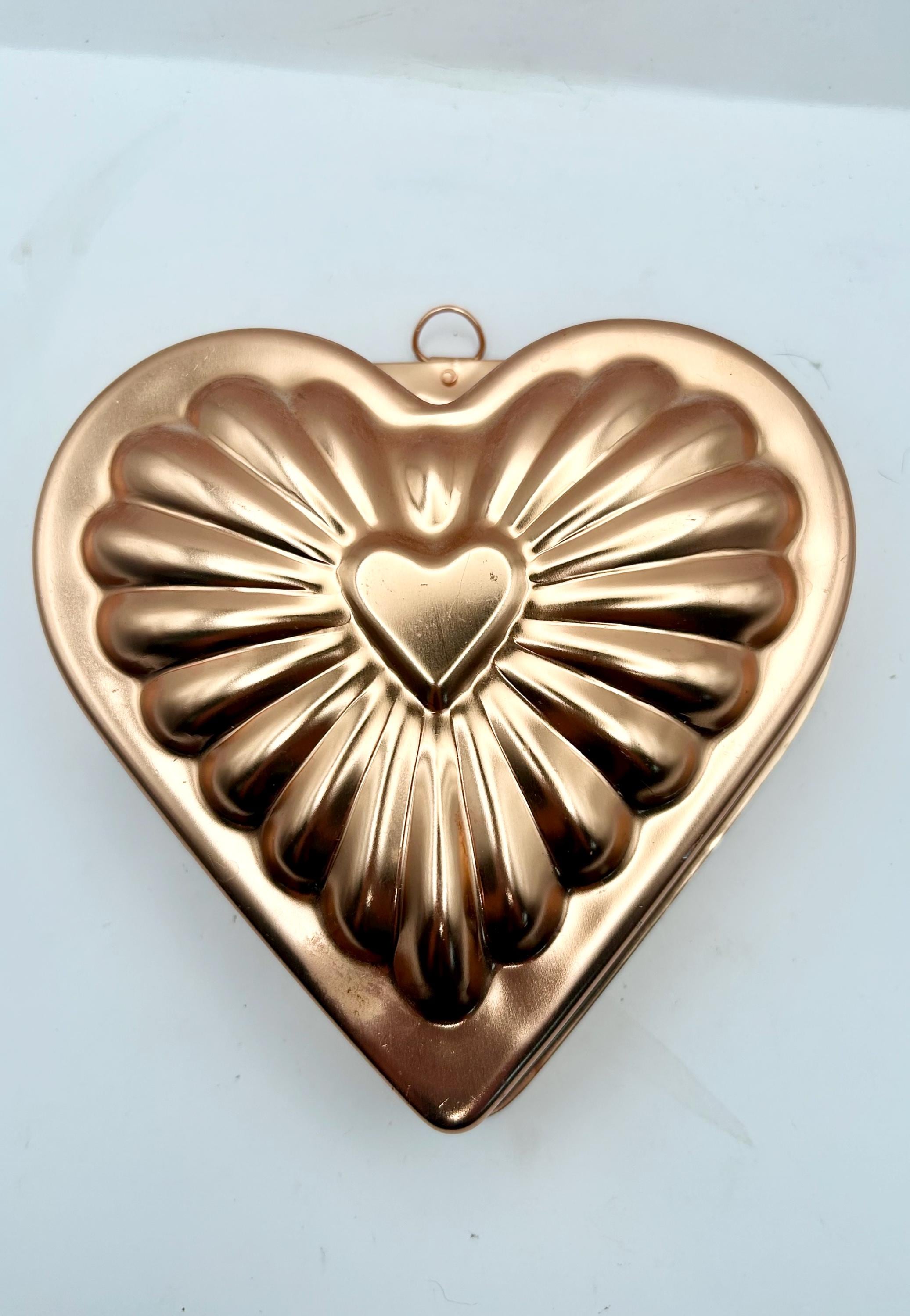 Copper Tone Heart Jello Mold Pan - Vintage Kitchen Decor - Etsy