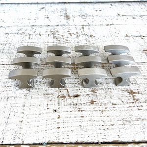 Brushed Stainless Steel Drawer Knobs - Set of 12 Vintage Dresser Pulls