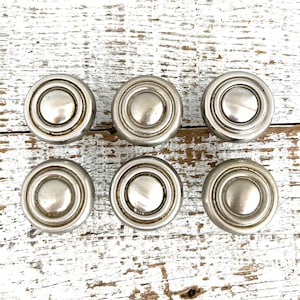 Brushed Silver Drawer Knobs: Vintage Metal Cabinet Pulls, Set of 6