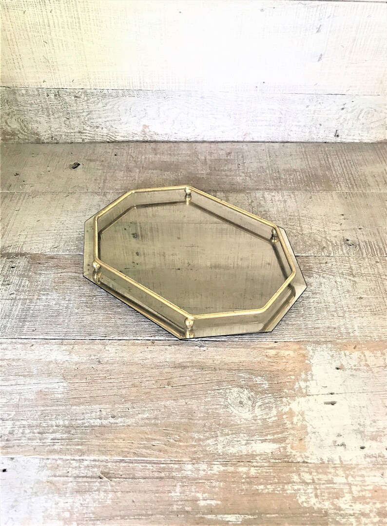 Vanity Mirror Tray Smokey Glass Dresser Mirror Polygon Dresser Etsy