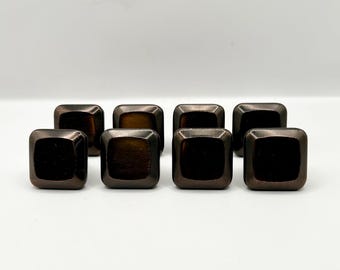 8er Set eckige Schubladenknäufe, dunkel bronze