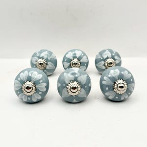 Drawer Knobs 6 Drawer Pulls Blue Ceramic Knobs Blue Heart Drawer Pulls Blue Cabinet Pulls