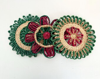 3 salvamanteles de ratán de mediados de siglo