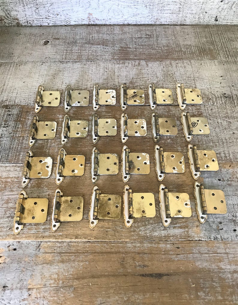 Hinges 24 Cabinet Door Hinges Old Hinges Brass Hinges Shabby Hinges Mid Century Flush Cabinet Door Hinges Kitchen Hardware Cabinet Hardware