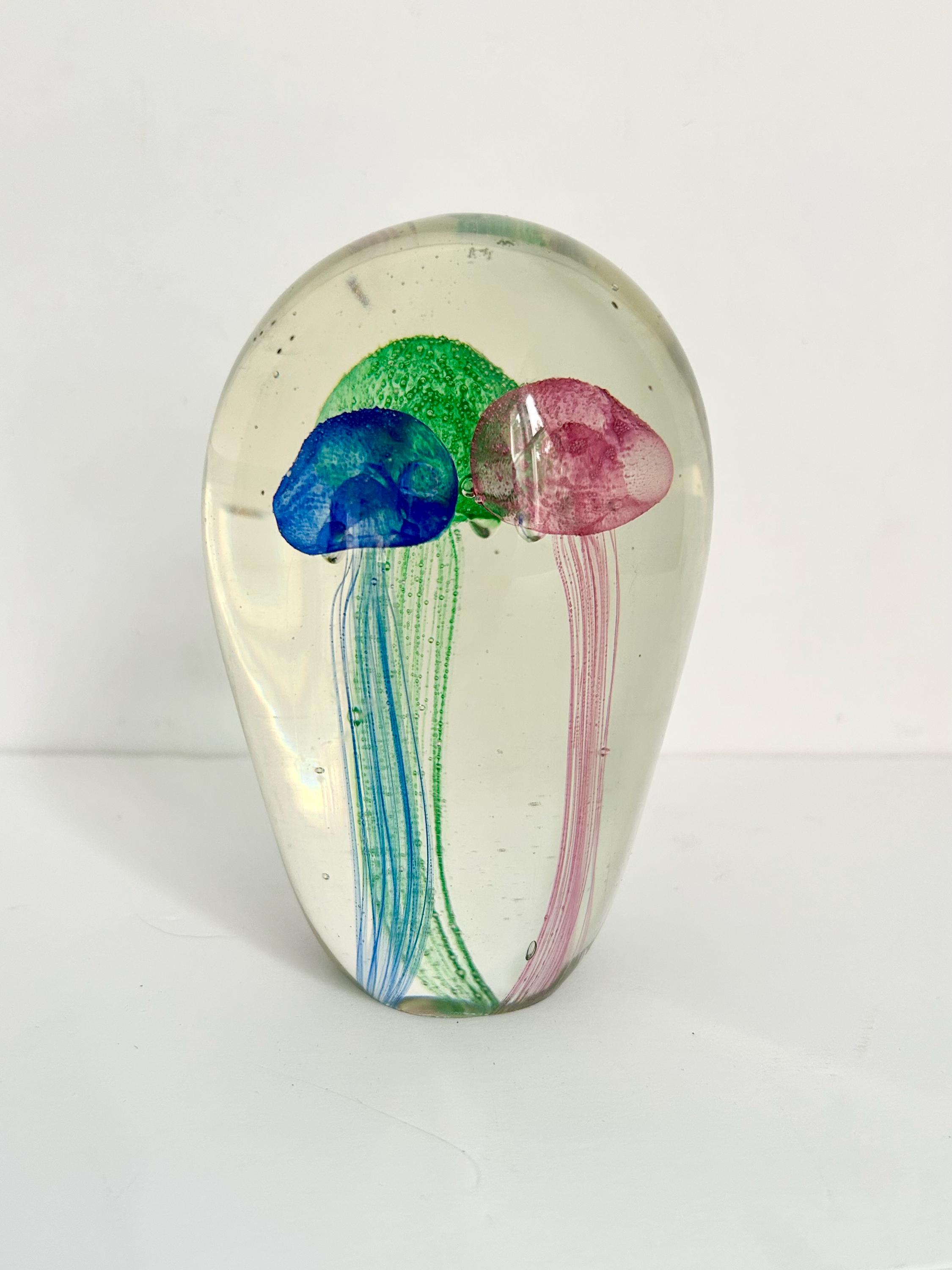 Vintage Handblown Art Glass Jellyfish Paperweight - Etsy