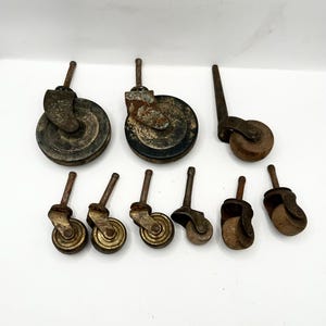 Vintage Industrial Swivel Casters: Metal & Wood Furniture Wheels