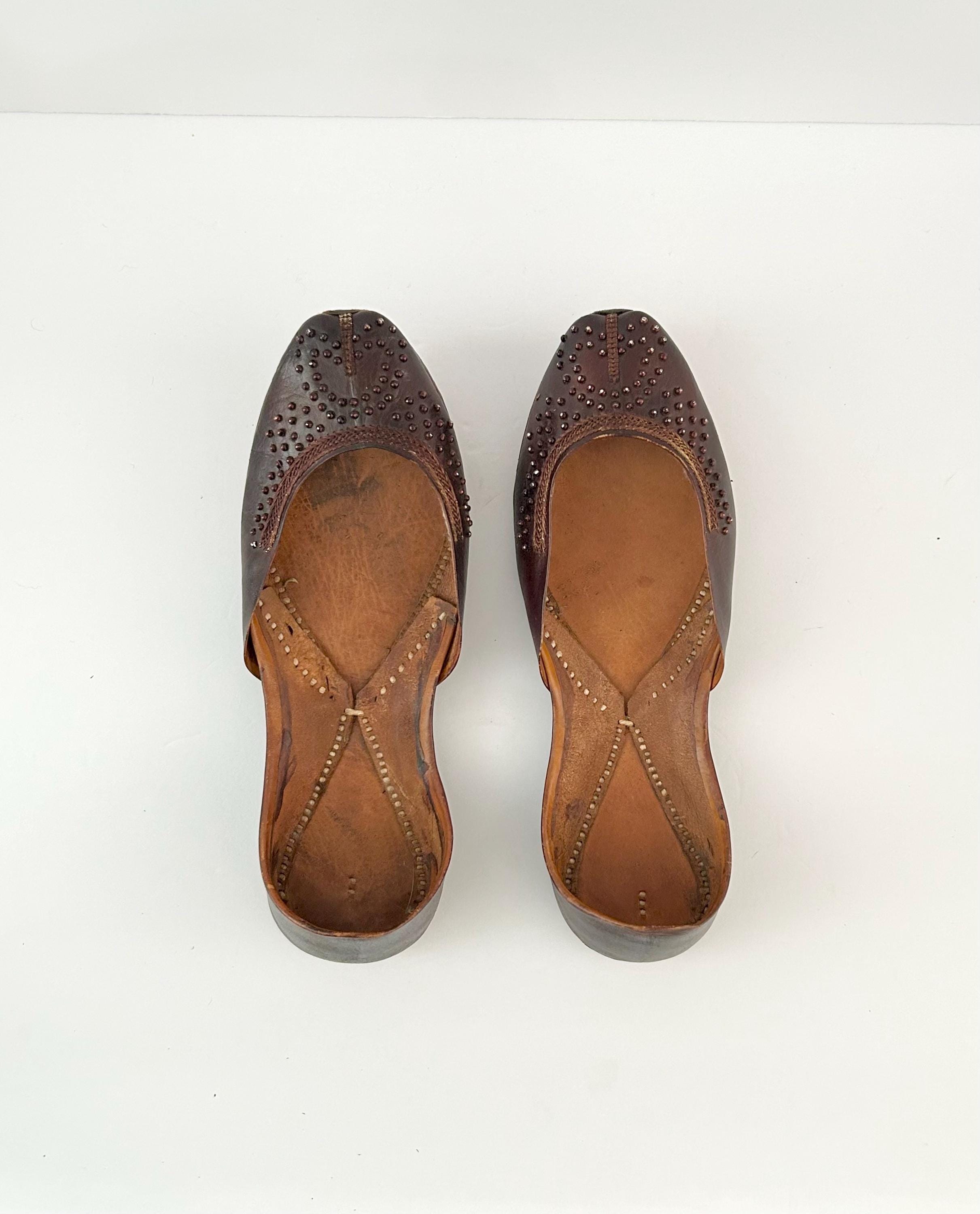 Punjabi Punjabi Jutti Lady's Khussa Flat Shoes Vintage Beaded Shoe Size…