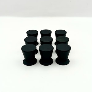 Mid-Century Black Metal Drawer Knobs - Set of 9