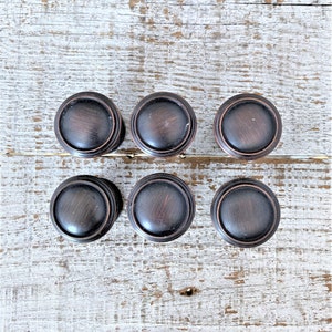 Set of 6 Vintage Copper Highlight Drawer Knobs: Mid Century Hardware