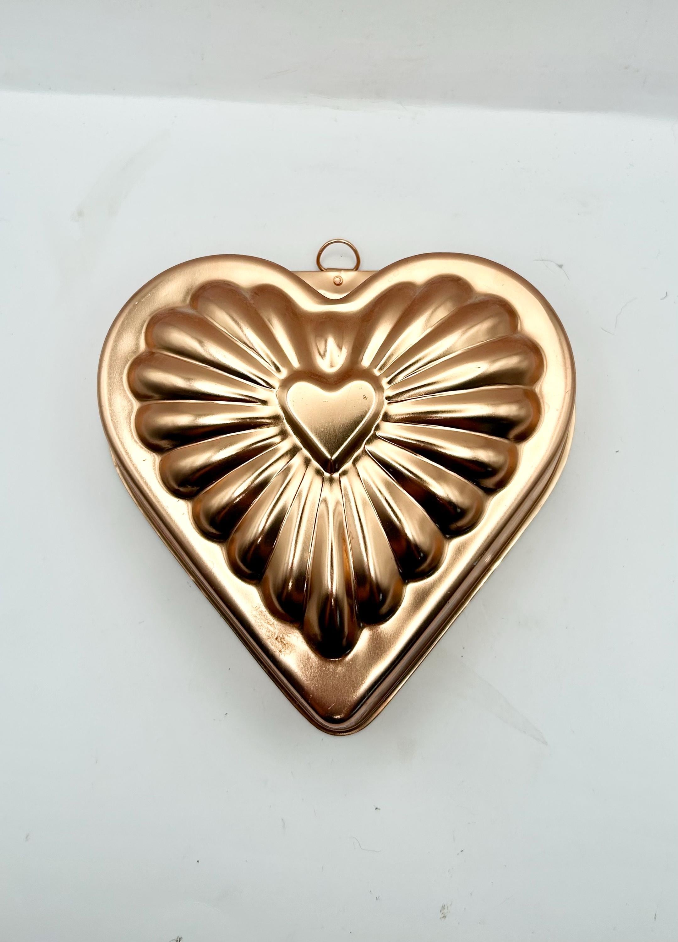 Copper Tone Heart Jello Mold Pan - Vintage Kitchen Decor - Etsy