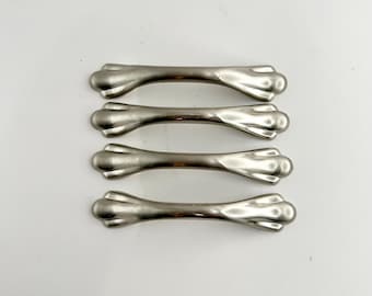 Vintage Stainless Steel Drawer Pulls - Set of 4