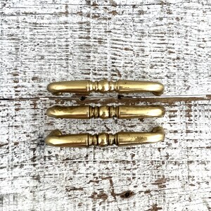 Brass Drawer Pulls - Mid Century Modern Dresser Handles - Set of 3