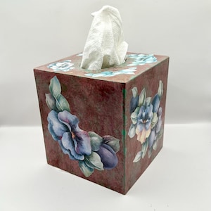 Tissue Box Cover Floral Tissue Box Holder Floral Cottage Chic Tissue Box Cover Plastic Tissue Box Holder Bathroom Decor