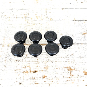7 Vintage Black Metal Drawer Knobs: Braided Design, Mid Century Hardware