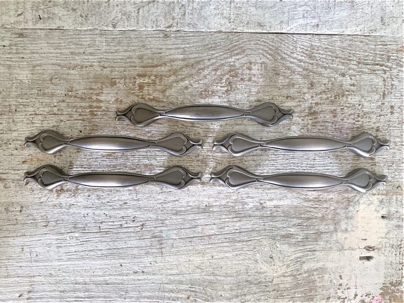 Drawer Pulls 5 Large Drawer Handles Silver Drawer Pulls Mid Etsy