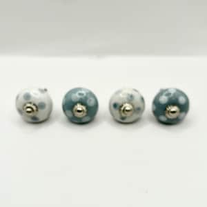 Blue Ceramic Polka Dot Drawer Knobs - Cottage Chic Cabinet Pulls