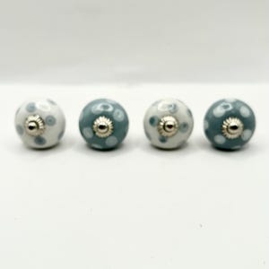 Drawer Knobs 4 Drawer Pulls Blue Ceramic Knobs Blue Drawer Pulls Blue Cabinet Pulls Blue Door Knobs Polka Dot Knobs Cottage Chic Kobs