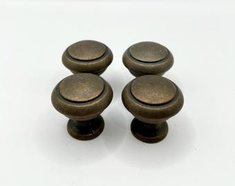 Set van 4 vintage messing ladeknoppen: kastbeslag uit het midden van de eeuw