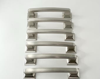 Set of 6 Vintage Stainless Steel Drawer Pulls - 4 3/4" Long