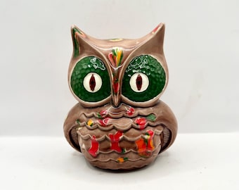 Candelabro de búho de cerámica retro: figura de vela de té coleccionable