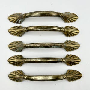 Drawer Pulls 5 Drawer Handles Brass Handle Mid Century Hardware Gold Dresser Handles Cabinet Door Pull