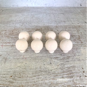 8 Antique White Ceramic Drawer Knobs