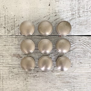 Vintage Brushed Silver Drawer Knobs: Mid Century Cabinet Pulls Set of 9