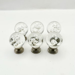 Drawer Pulls 6 Drawer Knobs Glass Drawer Pulls Clear Bubble Glass Knobs Dresser Drawer Knobs Cabinet