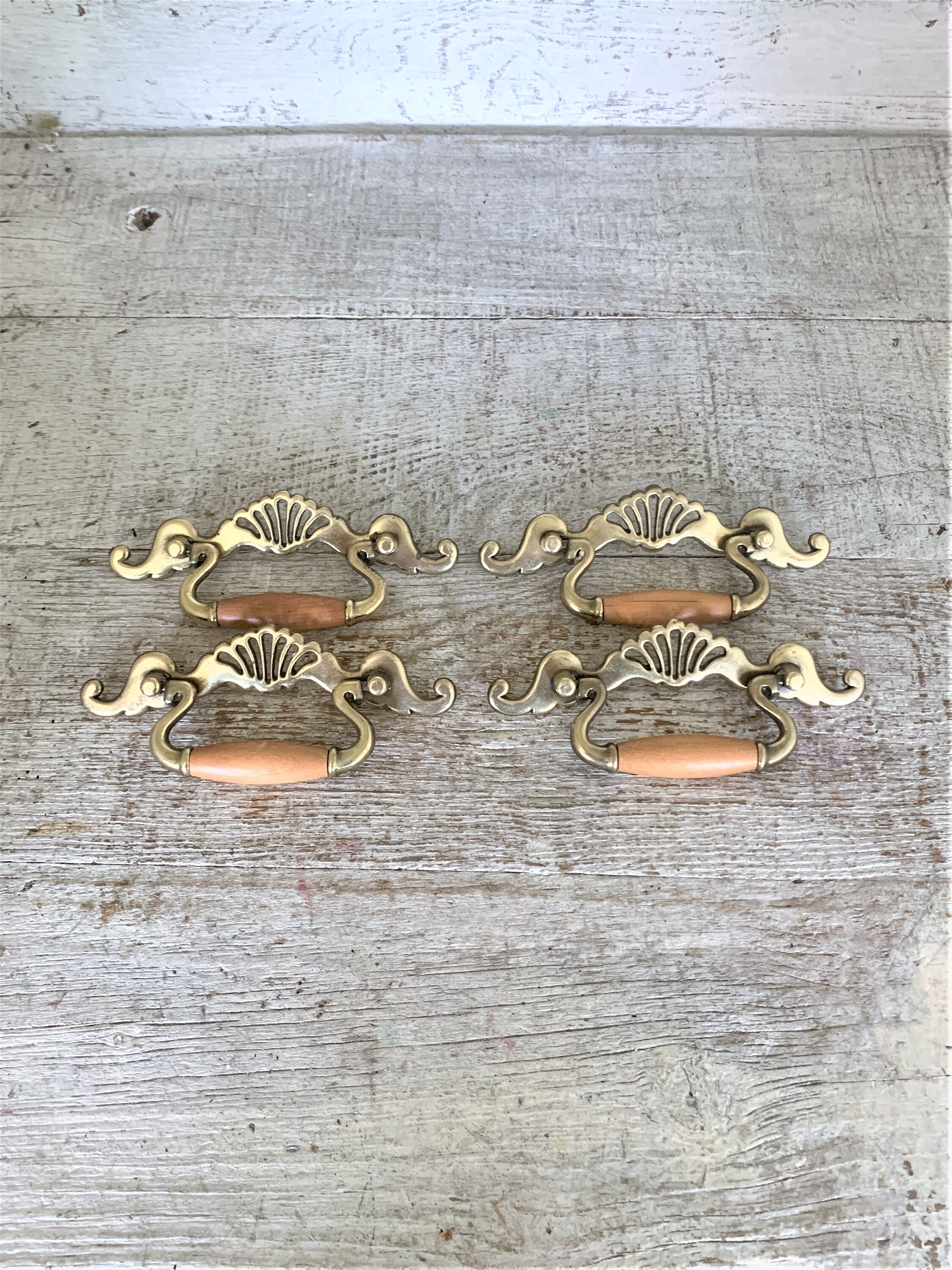 Manijas de cajón 4 cajón tira de madera y latón cajón tira | Etsy