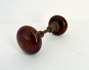 Antique Porcelain Wood Grain Doorknob