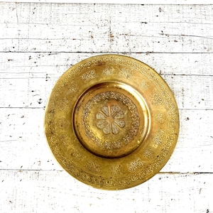 Brass Tray Brass Charger Large Brass Plate Brass Wall Art Brass Wedding Decor Gold Plate Gold Tray Gold Wall Hanging