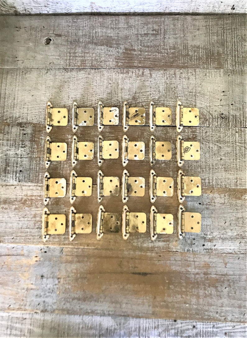 Hinges 24 Cabinet Door Hinges Old Hinges Brass Hinges Shabby Hinges Mid Century Flush Cabinet Door Hinges Kitchen Hardware Cabinet Hardware