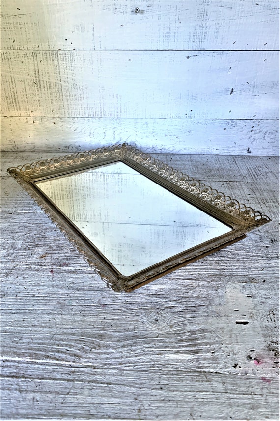 Vanity Mirror Large Mirror Tray Mirror Gold Rectangle Dresser Etsy