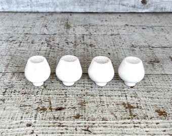 Mid Century Ceramic Drawer Knobs: White Cabinet Pulls, Set of 4