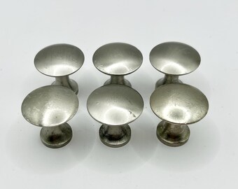 Ladeknoppen van geborsteld roestvrij staal - set van 6 vintage kastgrepen