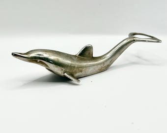 Vintage Silberfarbener Delfin Flaschenöffner: Nautische Barware