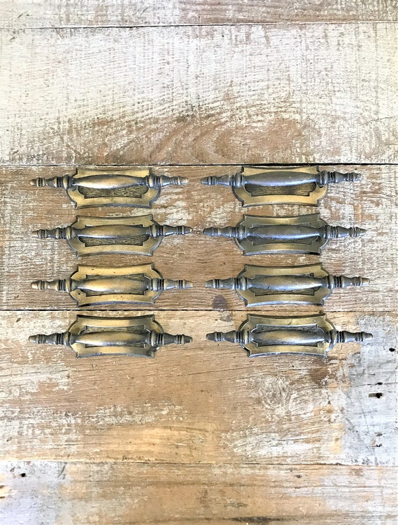 Drawer Handles 8 Drawer Pulls With Backplate Brass Drawer Etsy