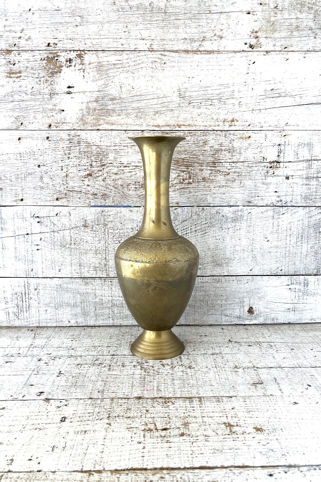 Brass Vase Large Brass Vase Rustic Brass Vase Metal Flower Etsy