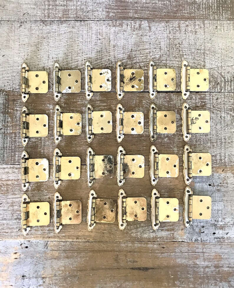 Hinges 24 Cabinet Door Hinges Old Hinges Brass Hinges Shabby Hinges Mid Century Flush Cabinet Door Hinges Kitchen Hardware Cabinet Hardware