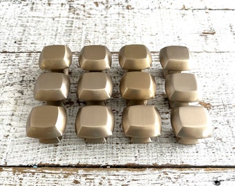 Set van 12 vintage gouden vierkante ladeknoppen
