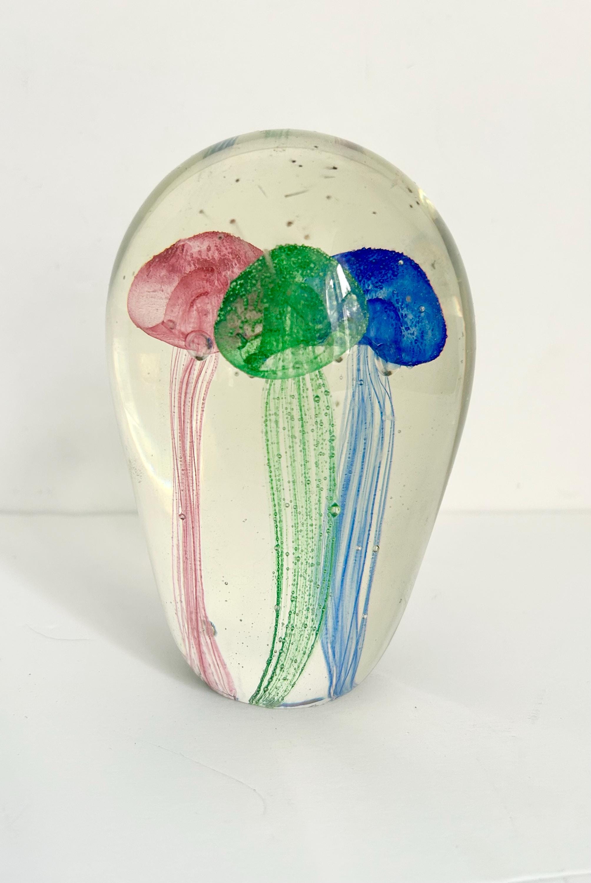 Vintage Handblown Art Glass Jellyfish Paperweight - Etsy