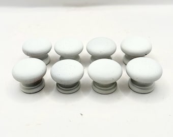 Shabby Chic White Wood Drawer Knobs - Set of 8