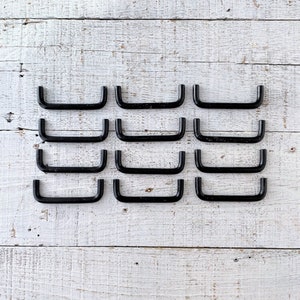 Vintage Black Metal Drawer Pulls: Mid Century Modern Cabinet Handles (Set of 12)